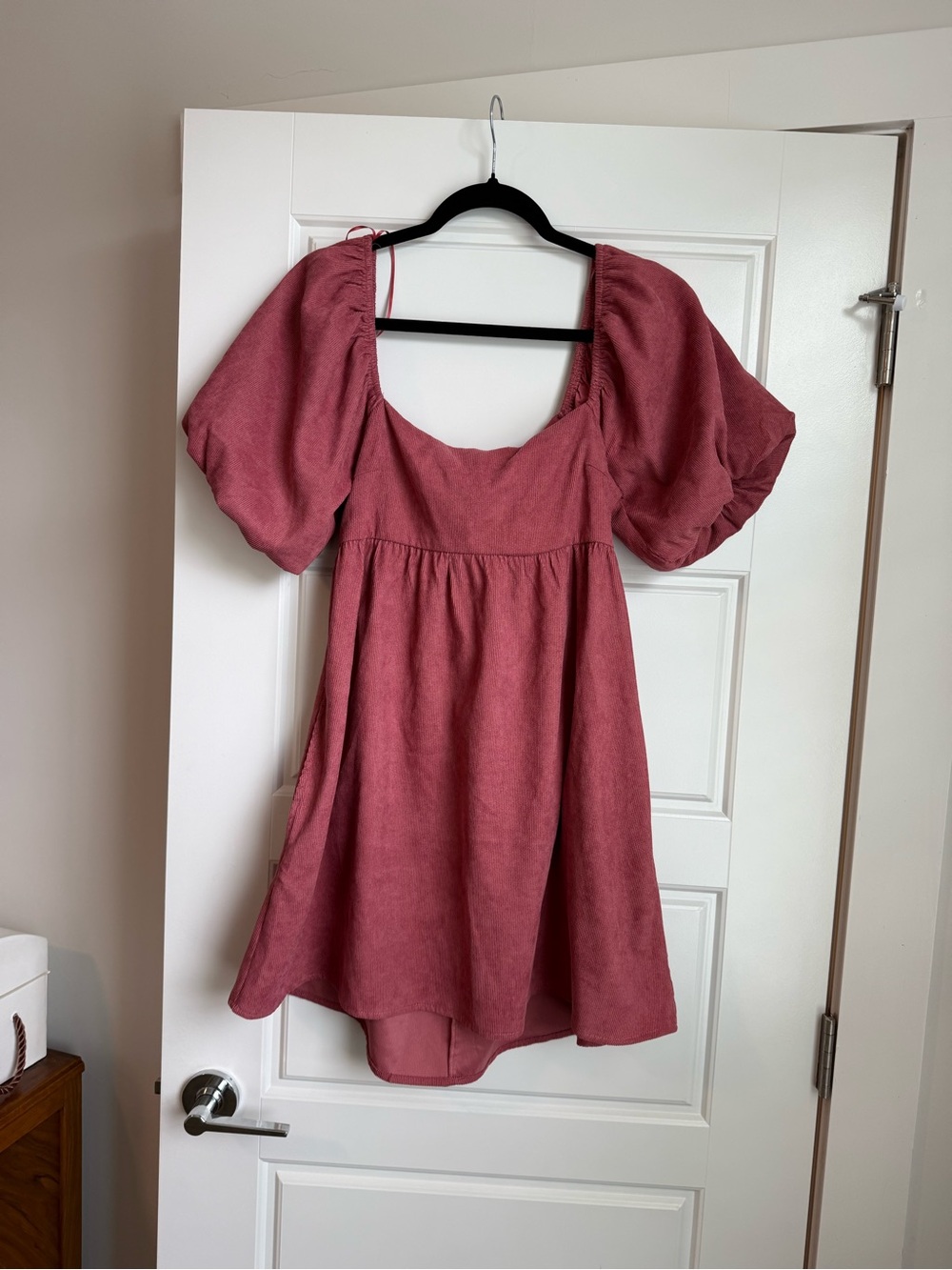 Francesca’s Women’s Puff Sleeve Square Neck Top Dress - Rose